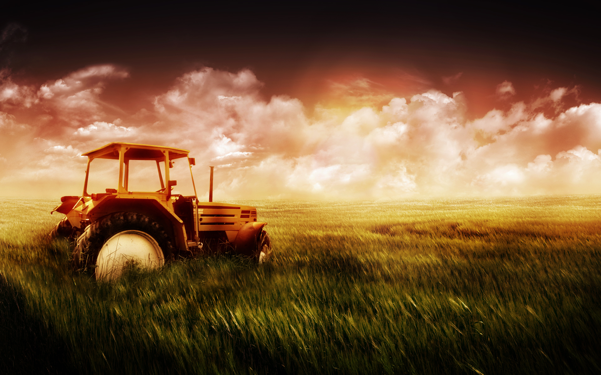 Tractor In The Field Desktop Pc And Mac Wallpaper
