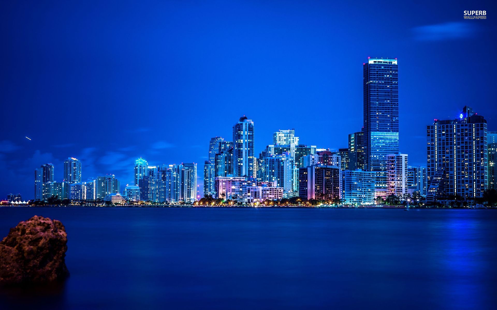 Miami night skyline wallpaper 1920x1200 1920x1200
