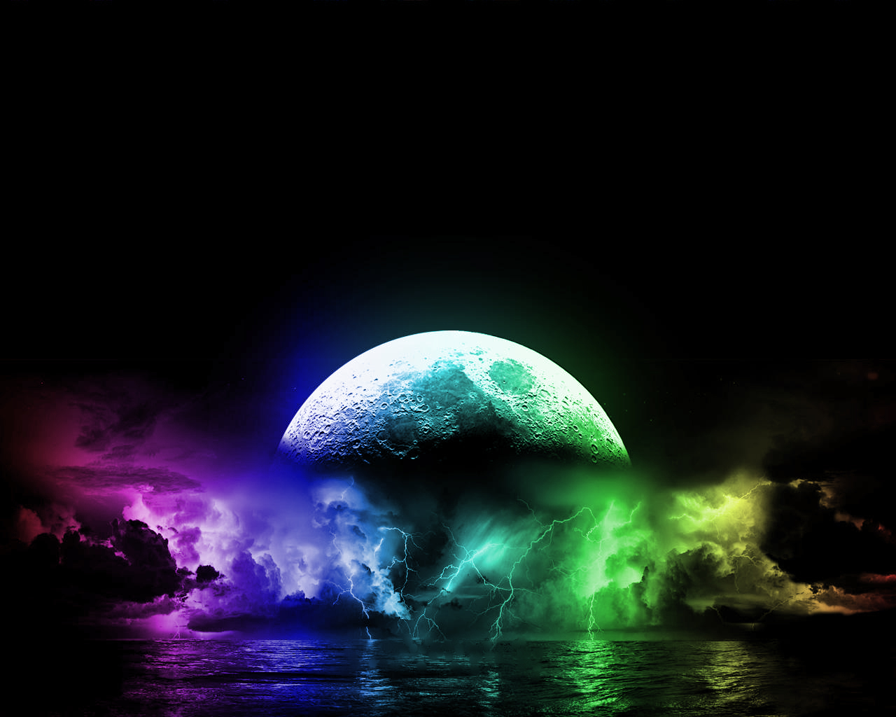Wallpaper A Really Cool And Colorful Moon Lightning