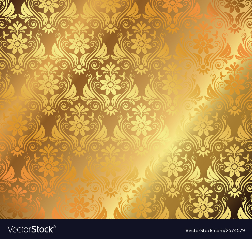 Golden Background With Floral Ornaments Royalty Vector
