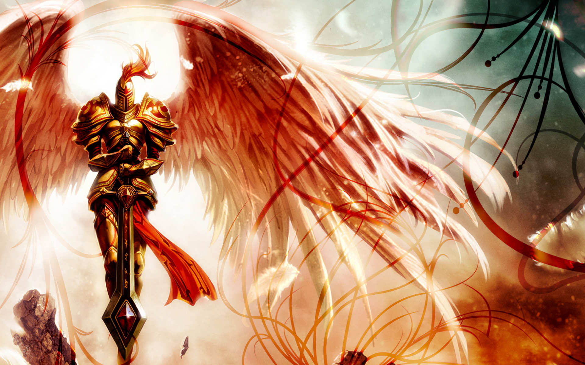Fantasy Art Angels Knight Armor Warrior Wings Wallpaper Background