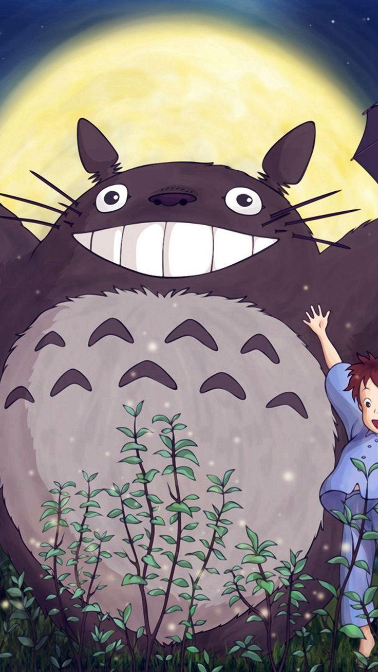 Totoro Forest Anime Cute Illustration Art Blue iPhone Wallpaper
