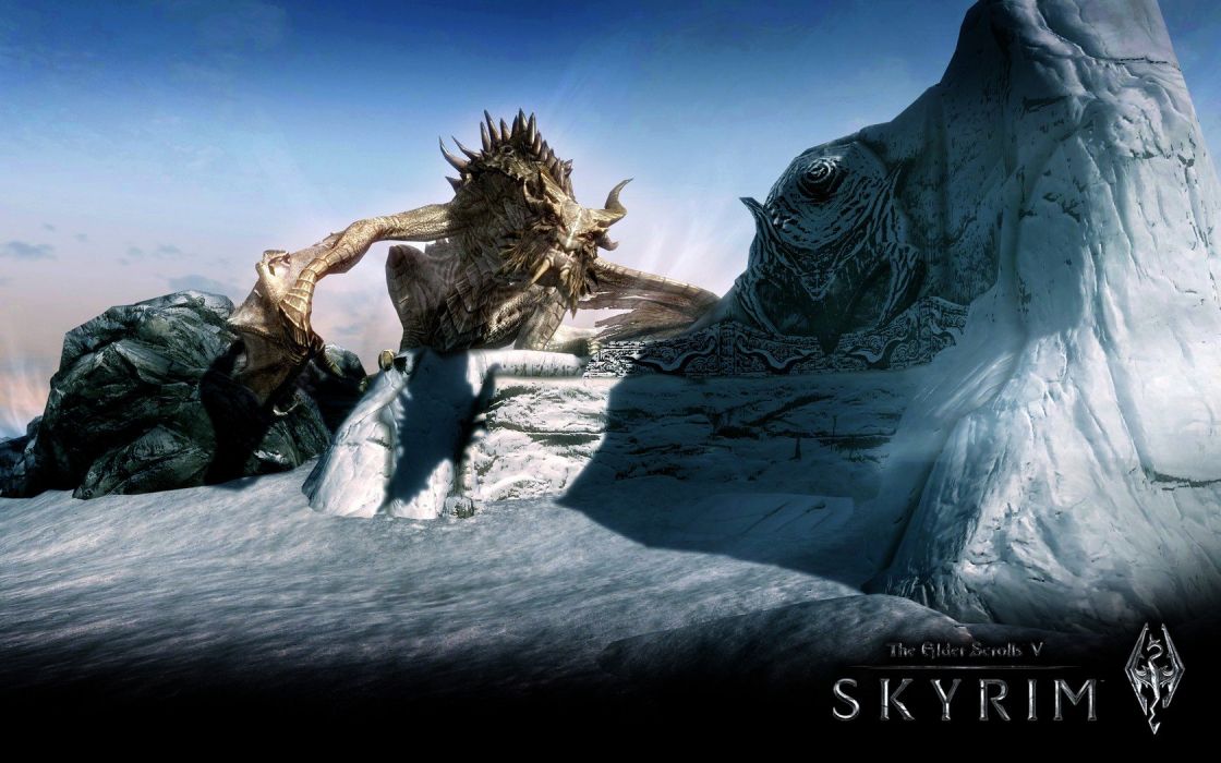 Video games dragons skyscapes The Elder Scrolls V Skyrim
