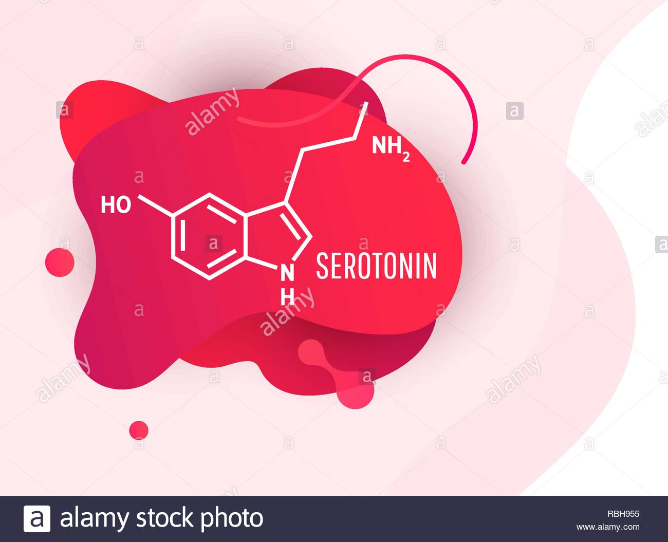 Serotonin Hormone Structural Chemical Formula On Wave Liquid