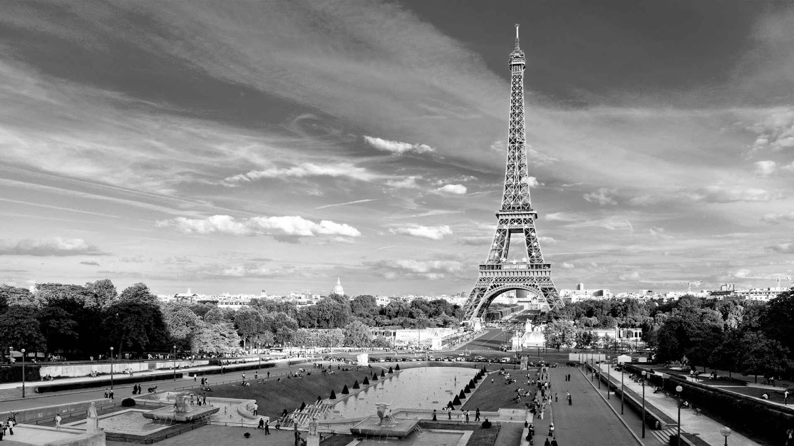 Paris Eiffel Tower Black And White Wallpaper