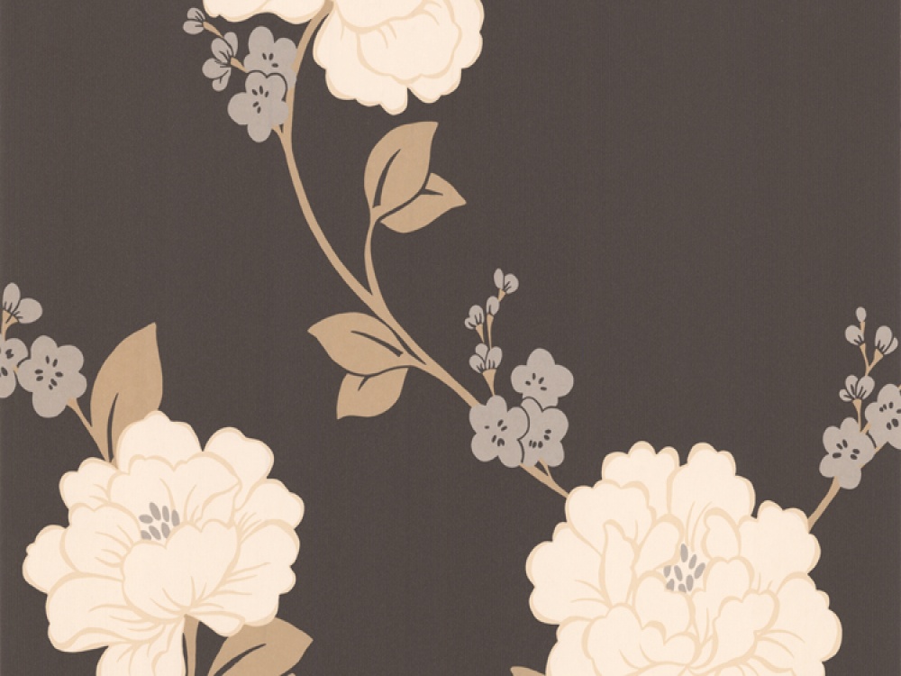Llb Shantung Cream Black Floral Wallpaper Delivery