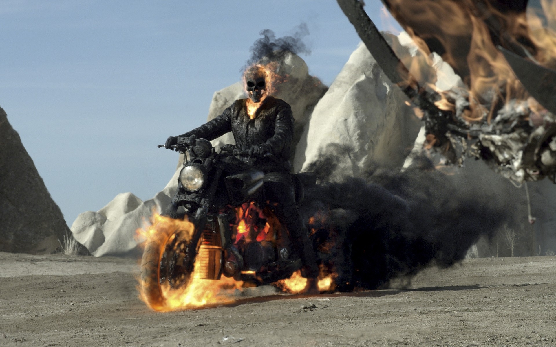 Ghost Rider Fire Demon Skull Motorcycle Chopper Custom Wallpaper
