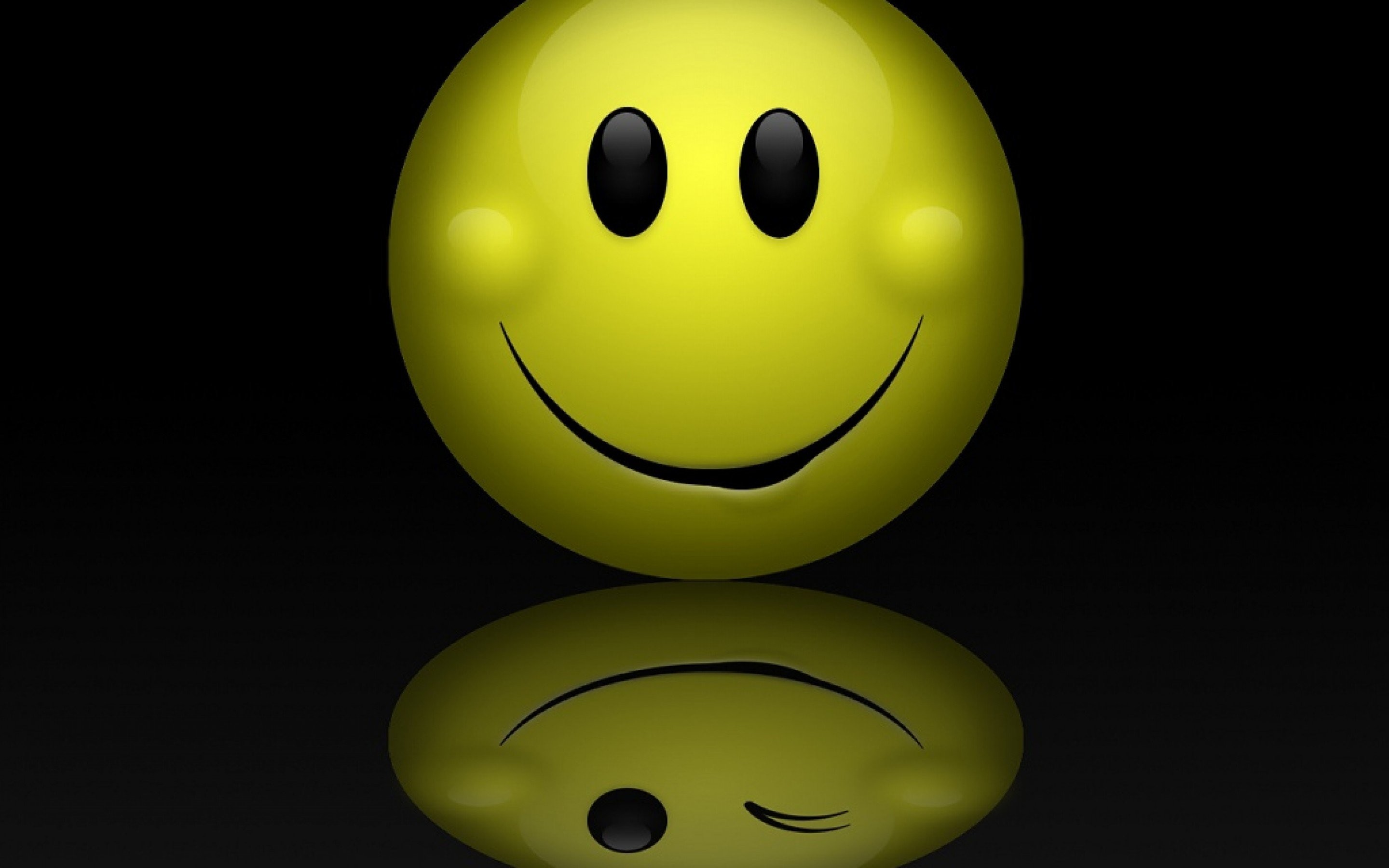 Smiling Yellow Emoji on Black Background