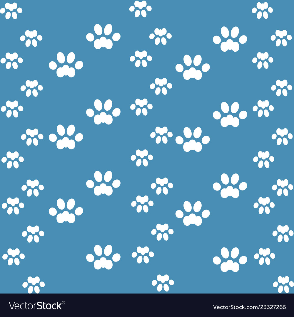 White Cats Paw On An Blue Background Royalty Vector