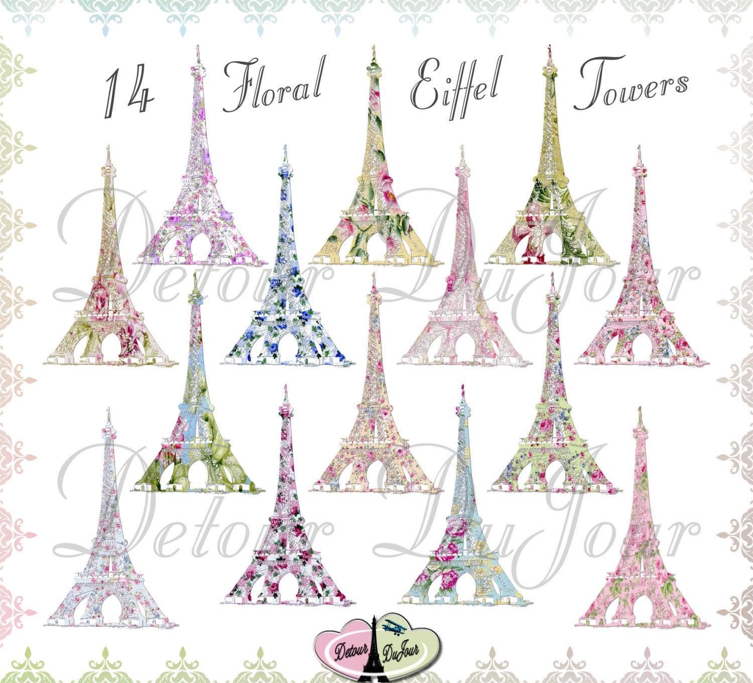 Eiffel Tower Clipart 14 Paris Clip Art Designs Paris Clipart   Etsy