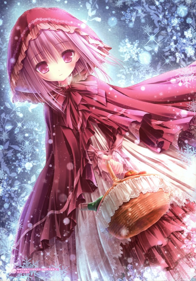 Wallpaper Cute Anime Girl Hoodie Snow Winter Cape Loli Dress