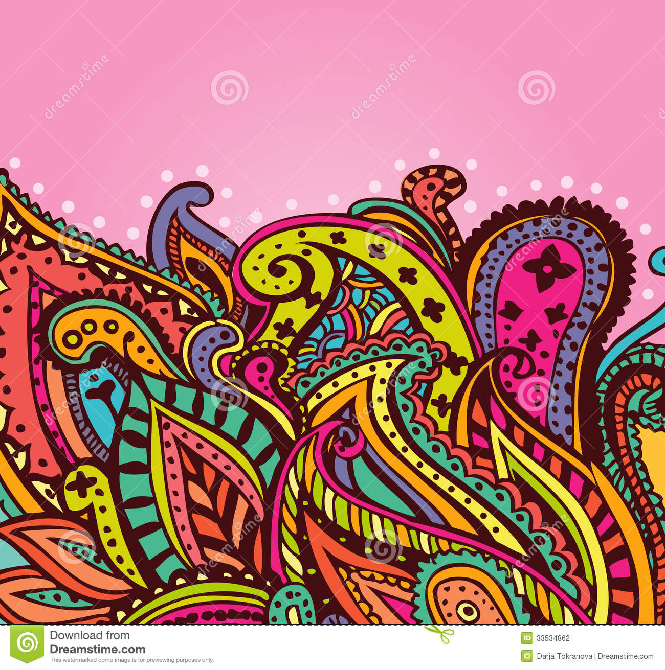 Seamless Pattern Paisley Colorful Background Vector Illustration