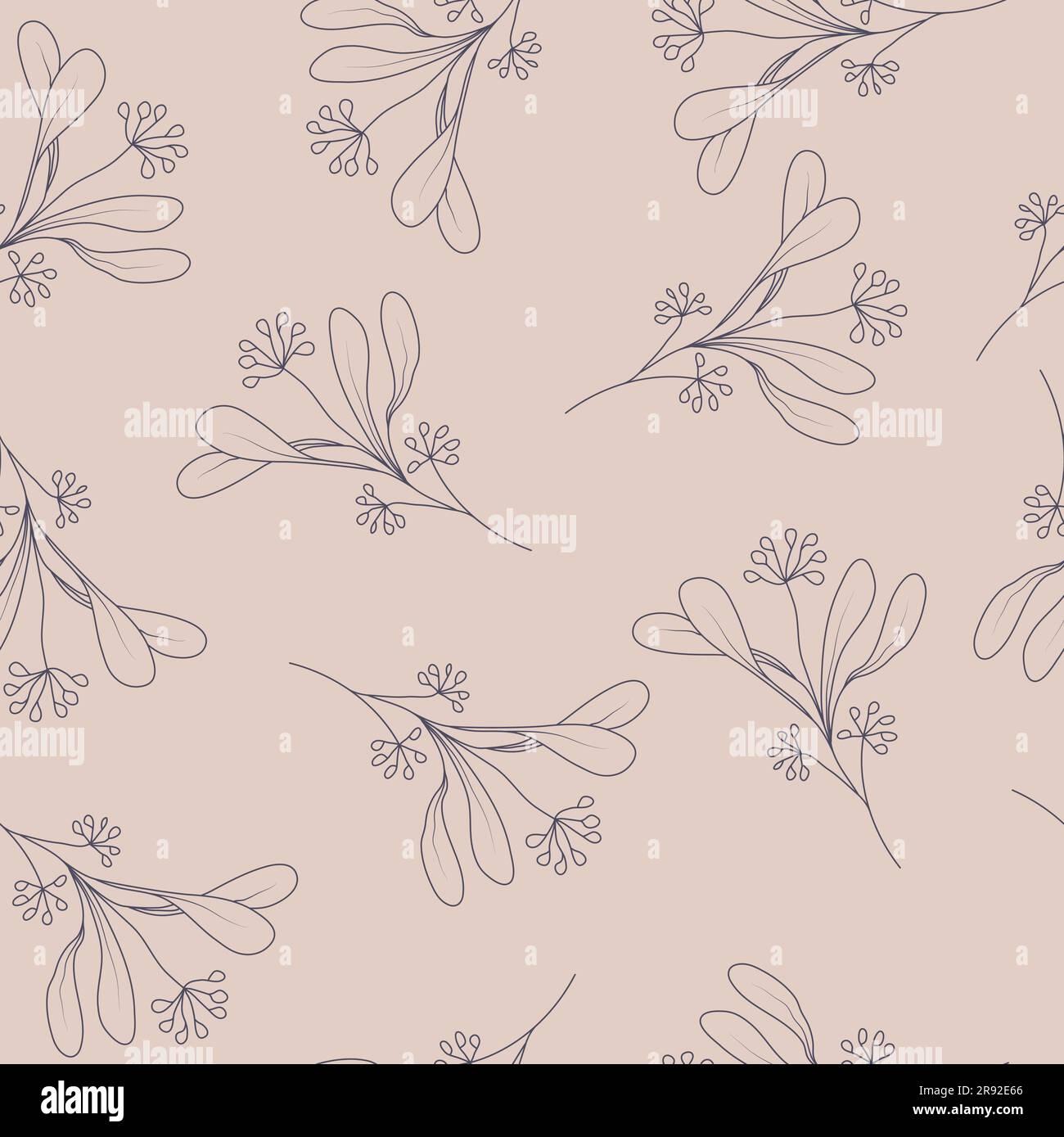 Seamless Pattern Of Leaves And Plants Simple Background For