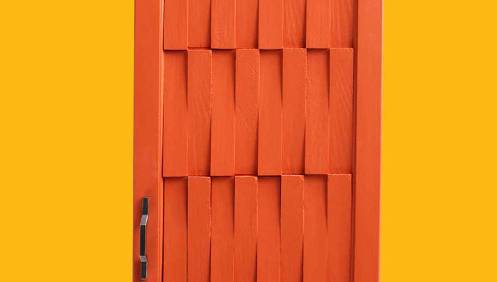 Red Shim Covered Cabi Door