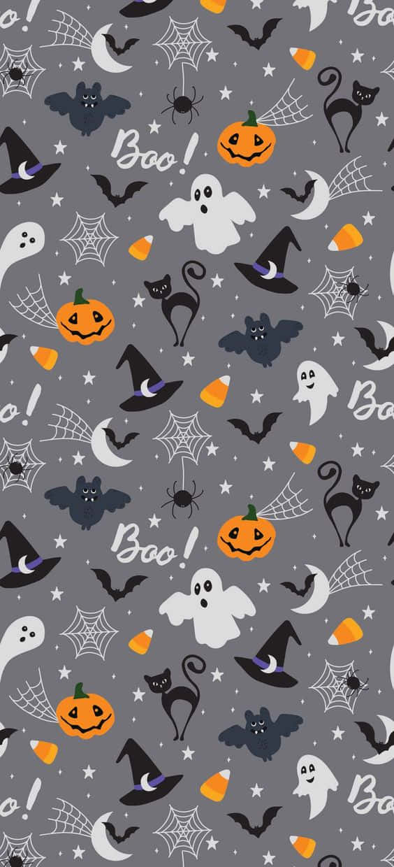Fall Halloween iPhone Spooky Pattern Wallpaper