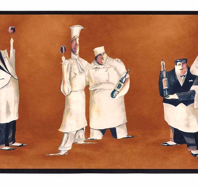 CHEFS A Cooking BORDER PREPASTED WALLPAPER BGKitchen Cafe Wall Decor