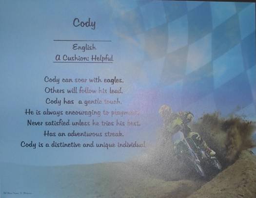 Name Poem Personalized Motorcross Background Paper Shipping