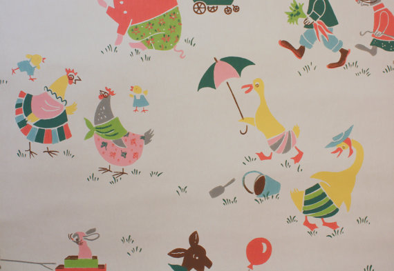S Vintage Nursery Wallpaper Cute Farm By Hannahstreasures