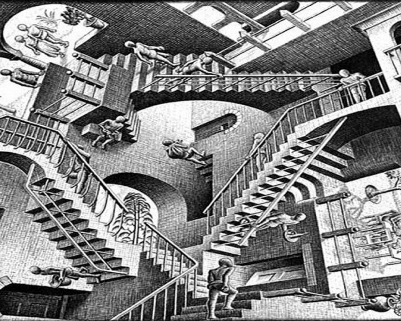 Escher Relativity Abstract Deliver Stairs HD Wallpaper Hq