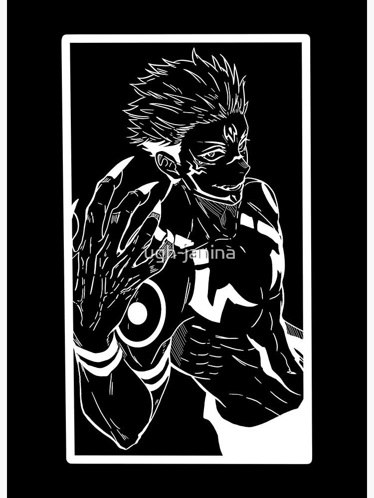Sukuna White Outline With A Black Background Art Board Print