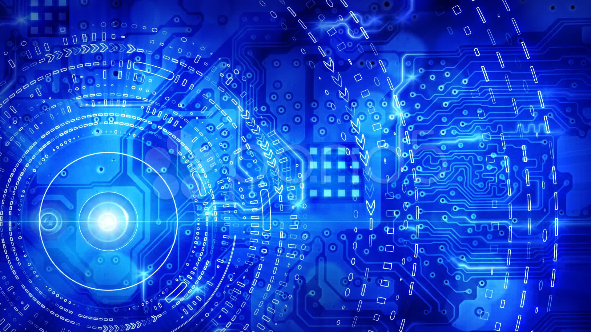 Blue Puter Circuit Board Background Loop Stock Video Hd