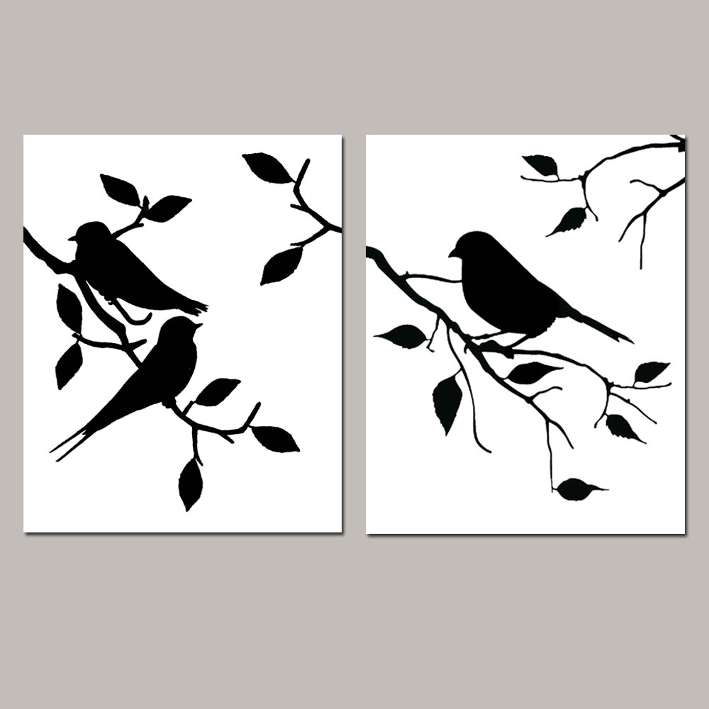 Modern Bird On Branch Silhouette Wallpaper Gallery