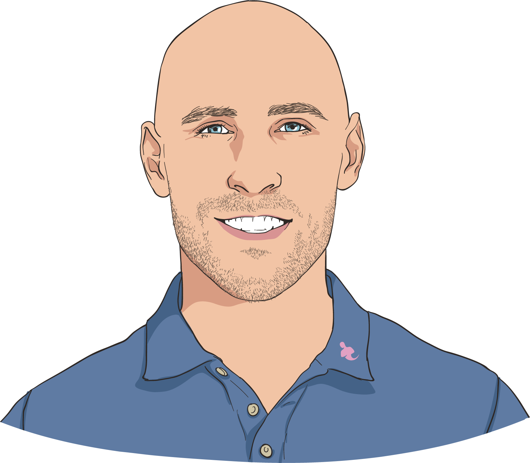 Smiling Bald Man Illustration Wallpaper
