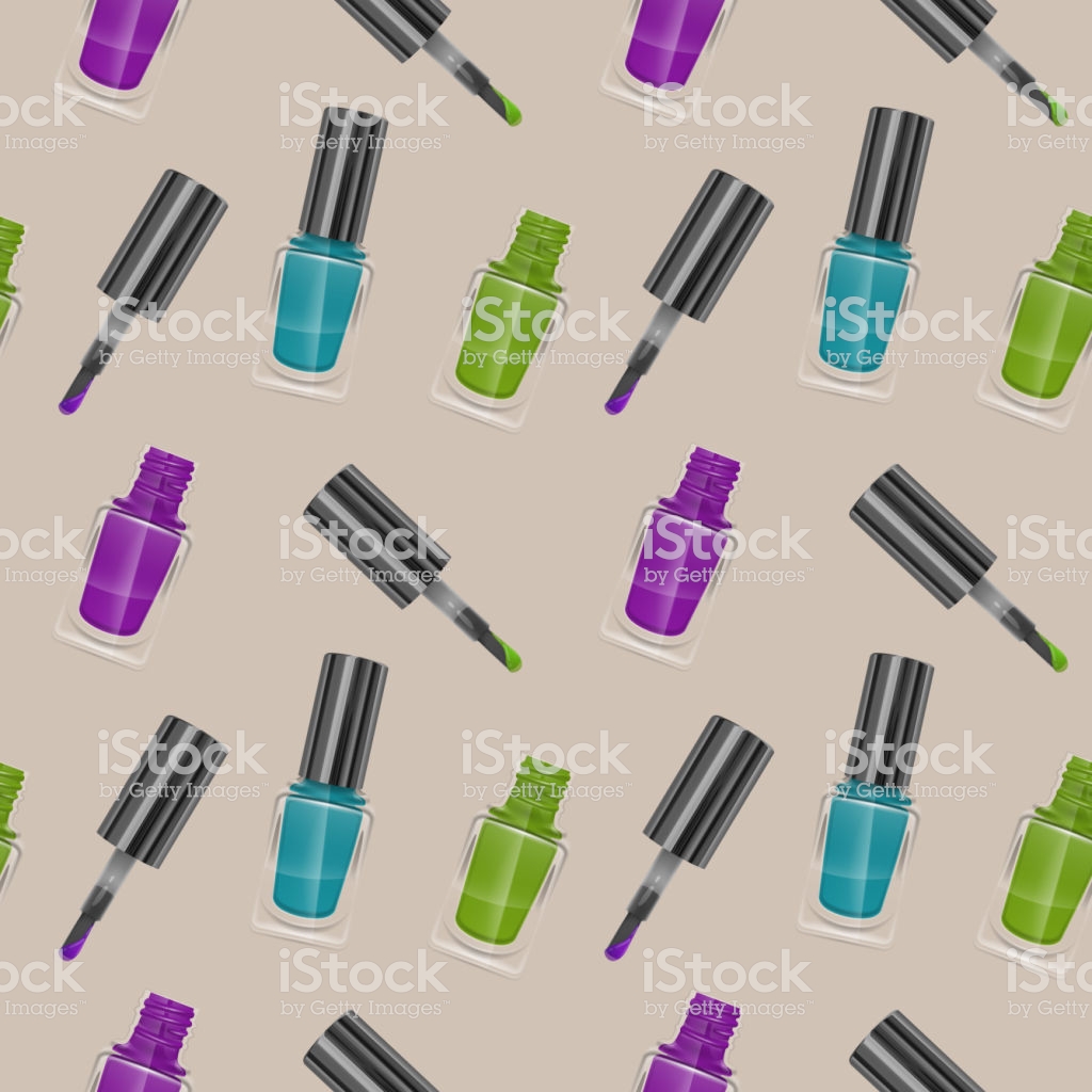 Seamless Pattern With Realistic Nail Polishes Vector Art
