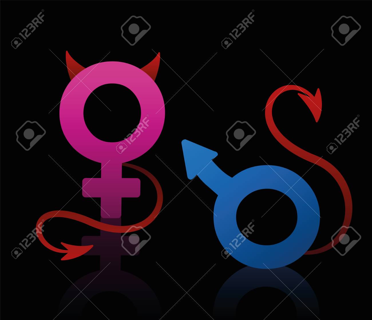 Bad Boy And Girl Figured As The Male Female Symbol Blue