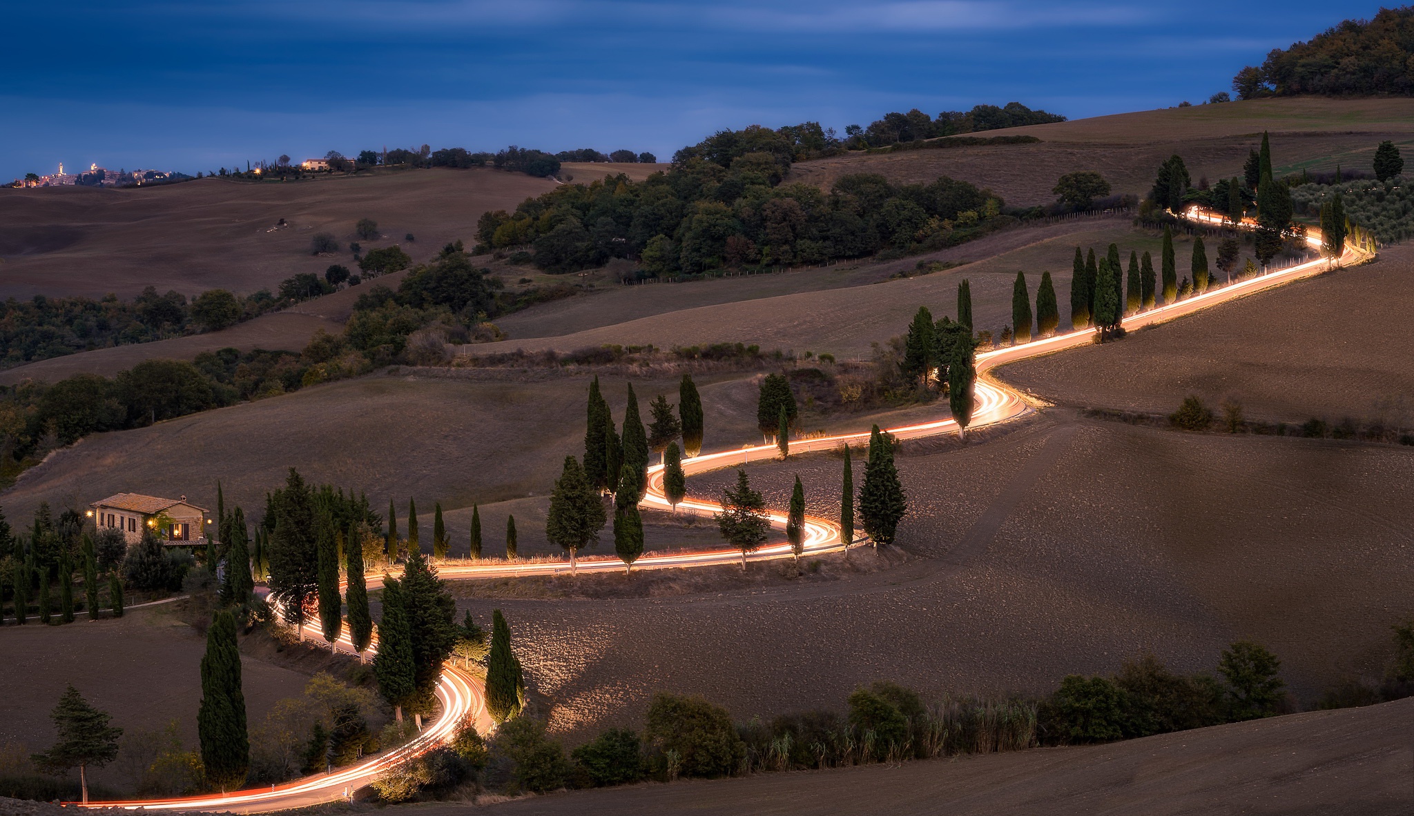 Time Lapse Road Italy Landscape Photography Tuscany HD Wallpaper