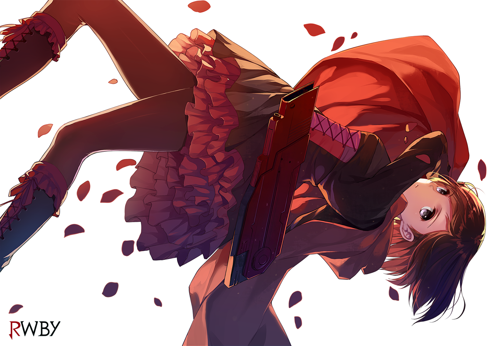 Ruby Rose Rwby Petals Red Cape Girl Female Anime HD Wallpaper Desktop