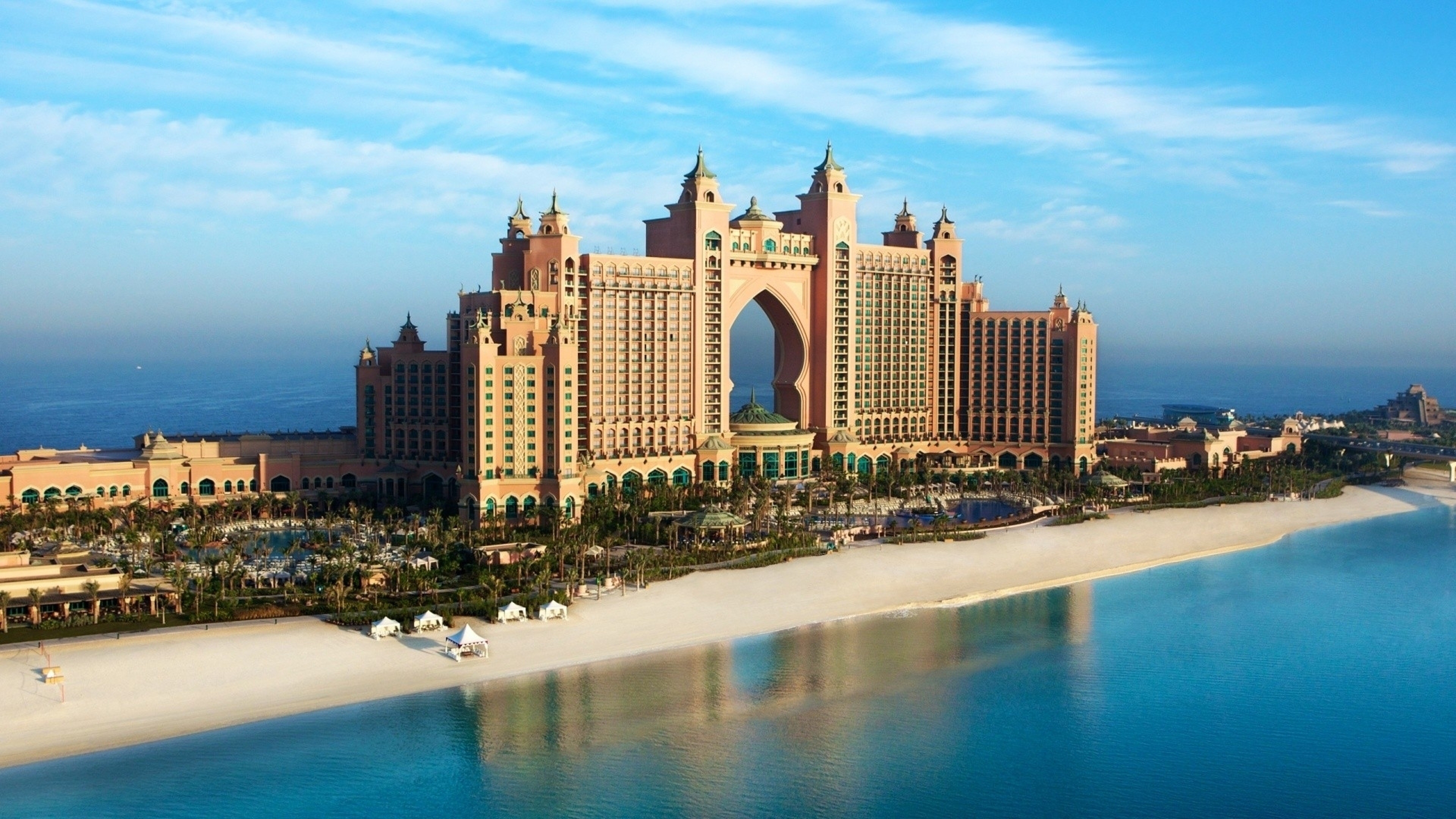 Download 3840x2160 Dubai Hotel sea Wallpaper Background 4K Ultra HD
