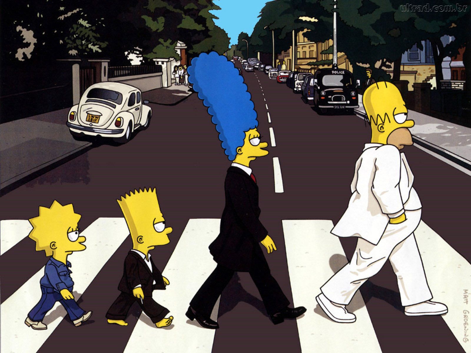 Buscados Os Simpsons Abbey Road Quadro Edia
