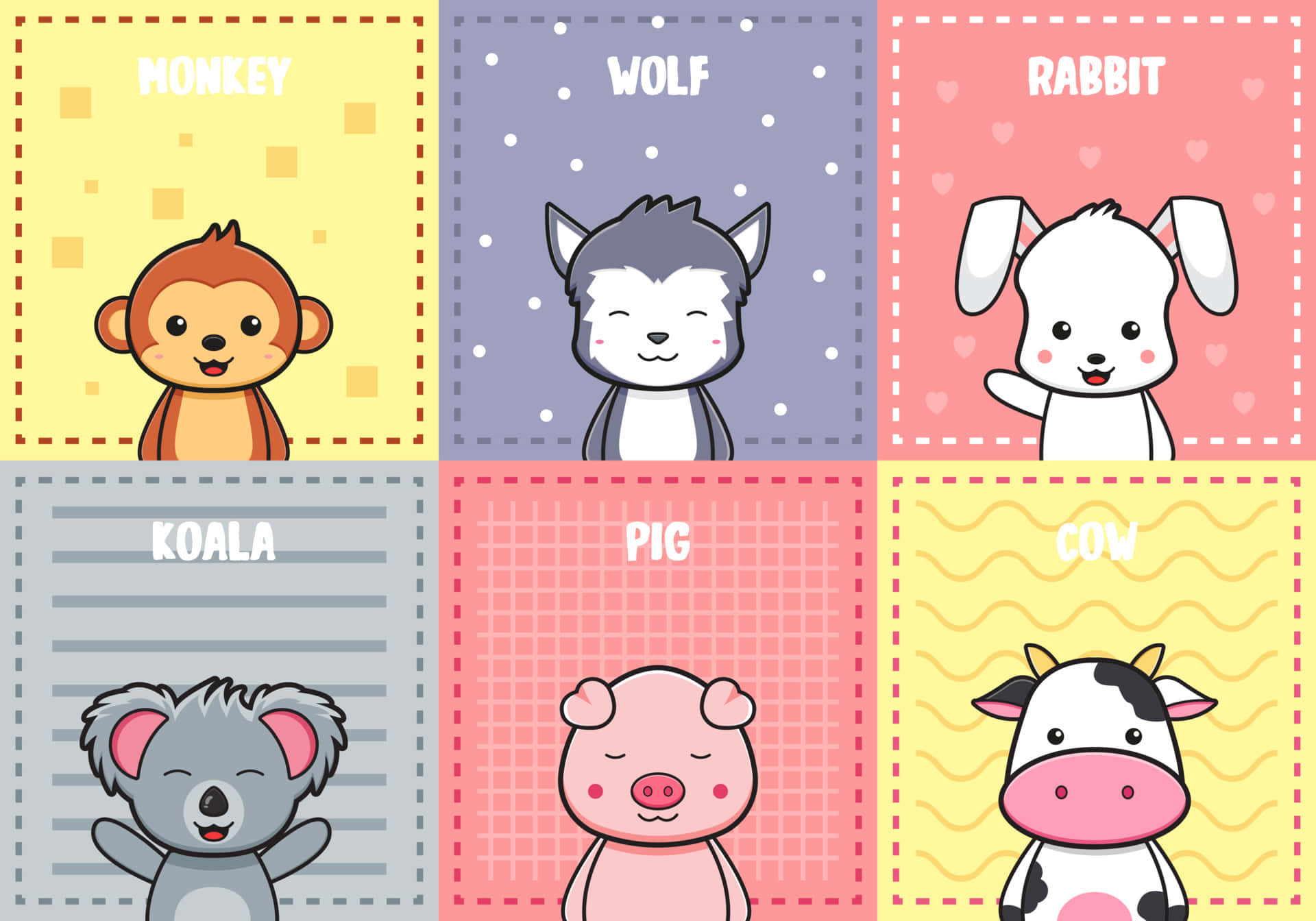 Cute Animals Cartoon Wallpaper