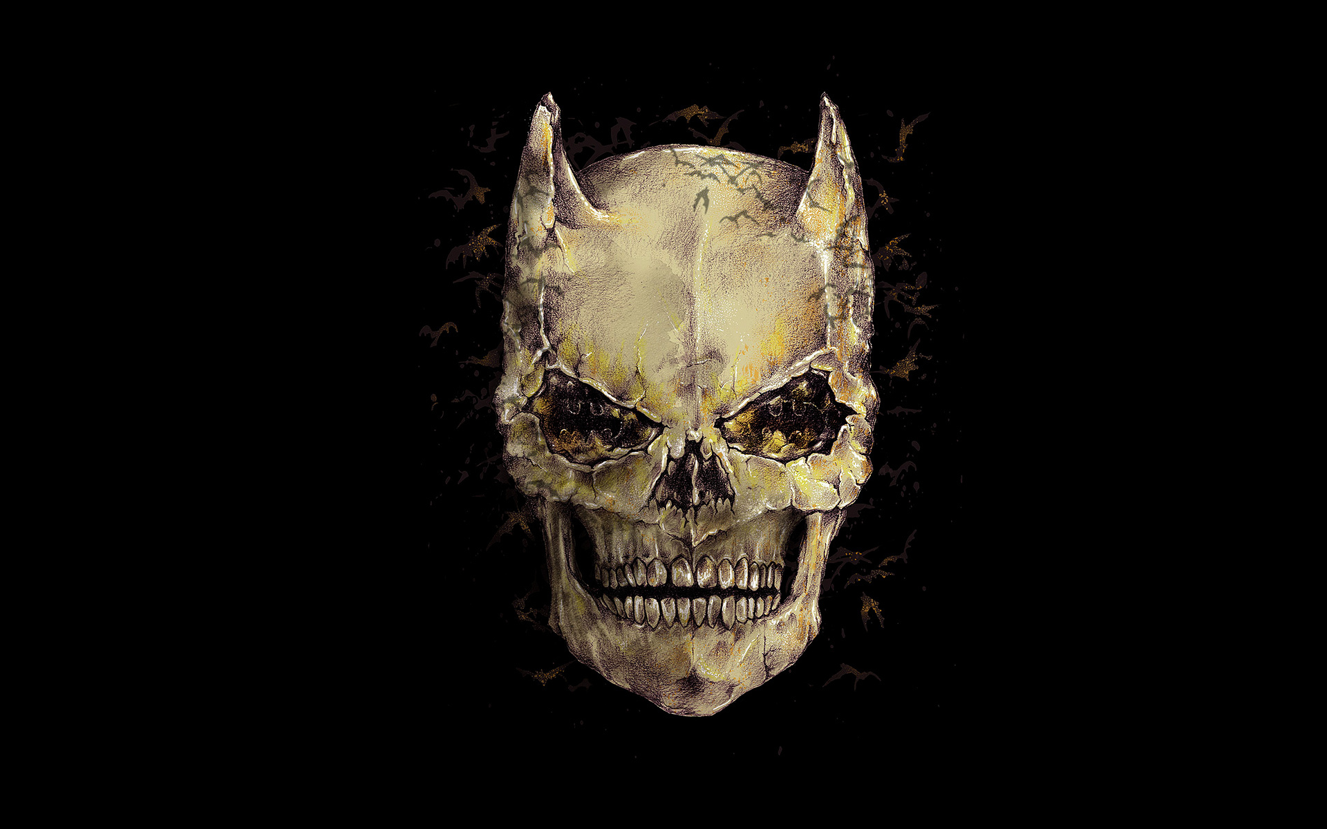 Batman Skull On Black Background HD Wallpaper