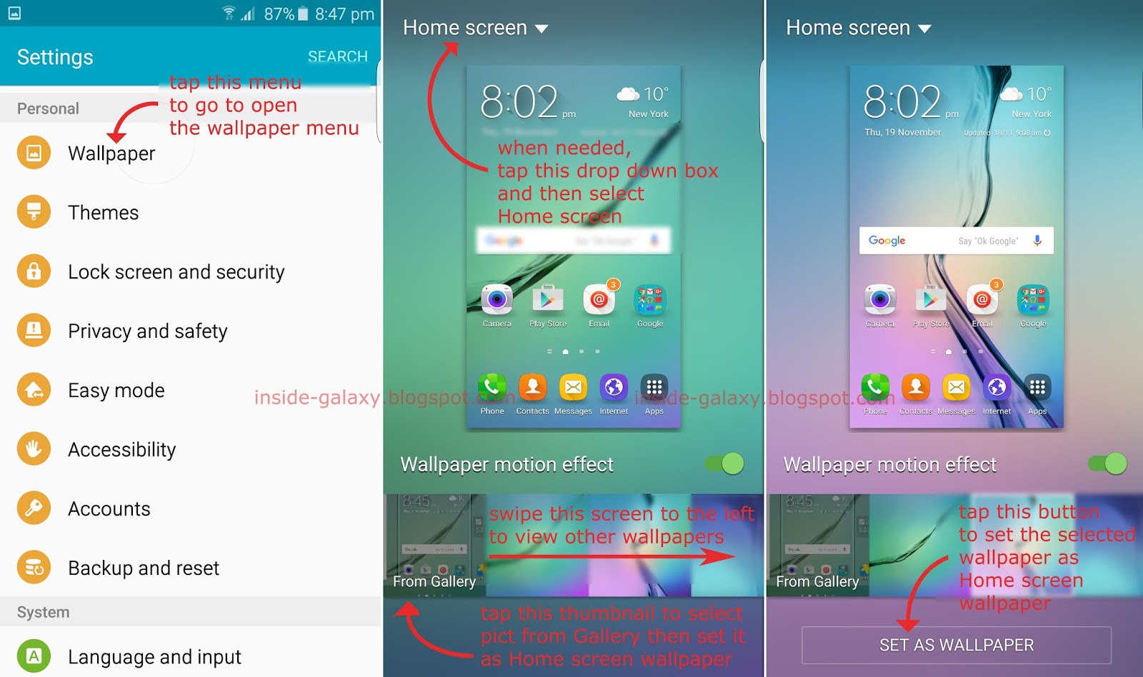  S6 Edge How to Change Home Screen Wallpaper in Android 511 Lollipop 1600x948