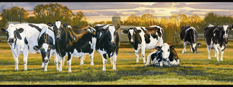 W1260 Cow Cattle Floral Farm Wallpaper Border 