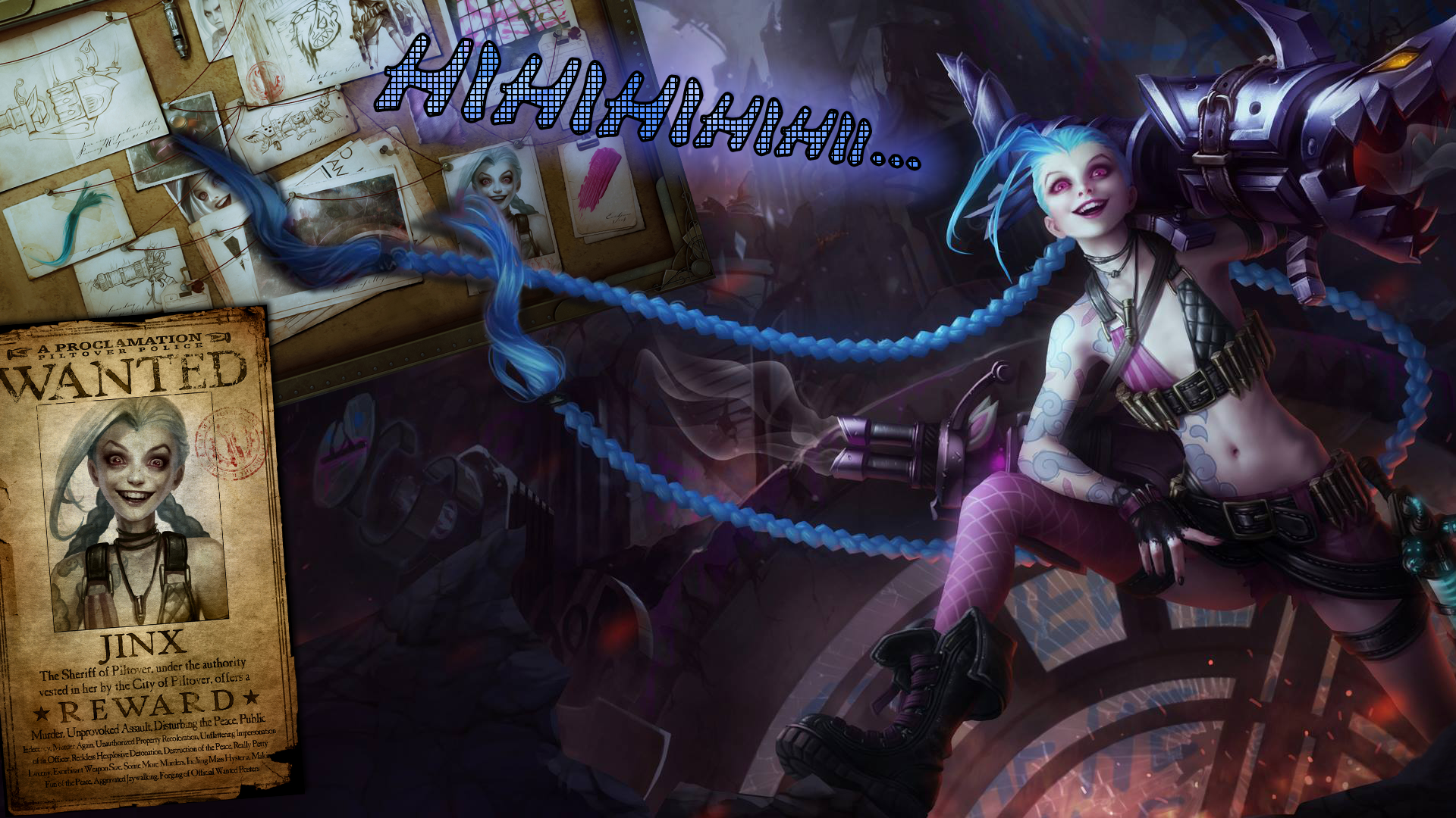 Jinx Wanted League Of Legends Wallpaper By Diohard