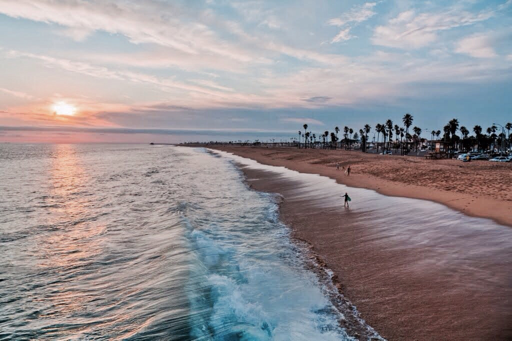 background beach california summer sunset wallpaper   image 1024x682