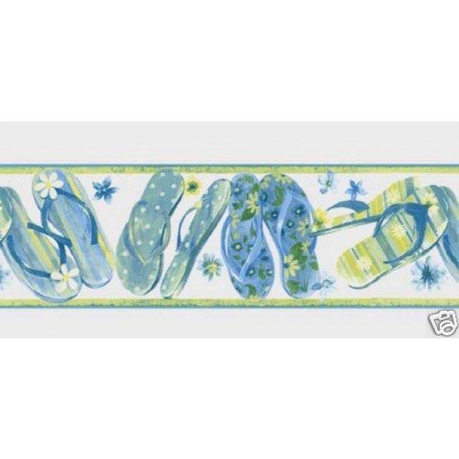 Free download Ocean Blue Lime Green Flip Flops Wall Border All 4 Walls