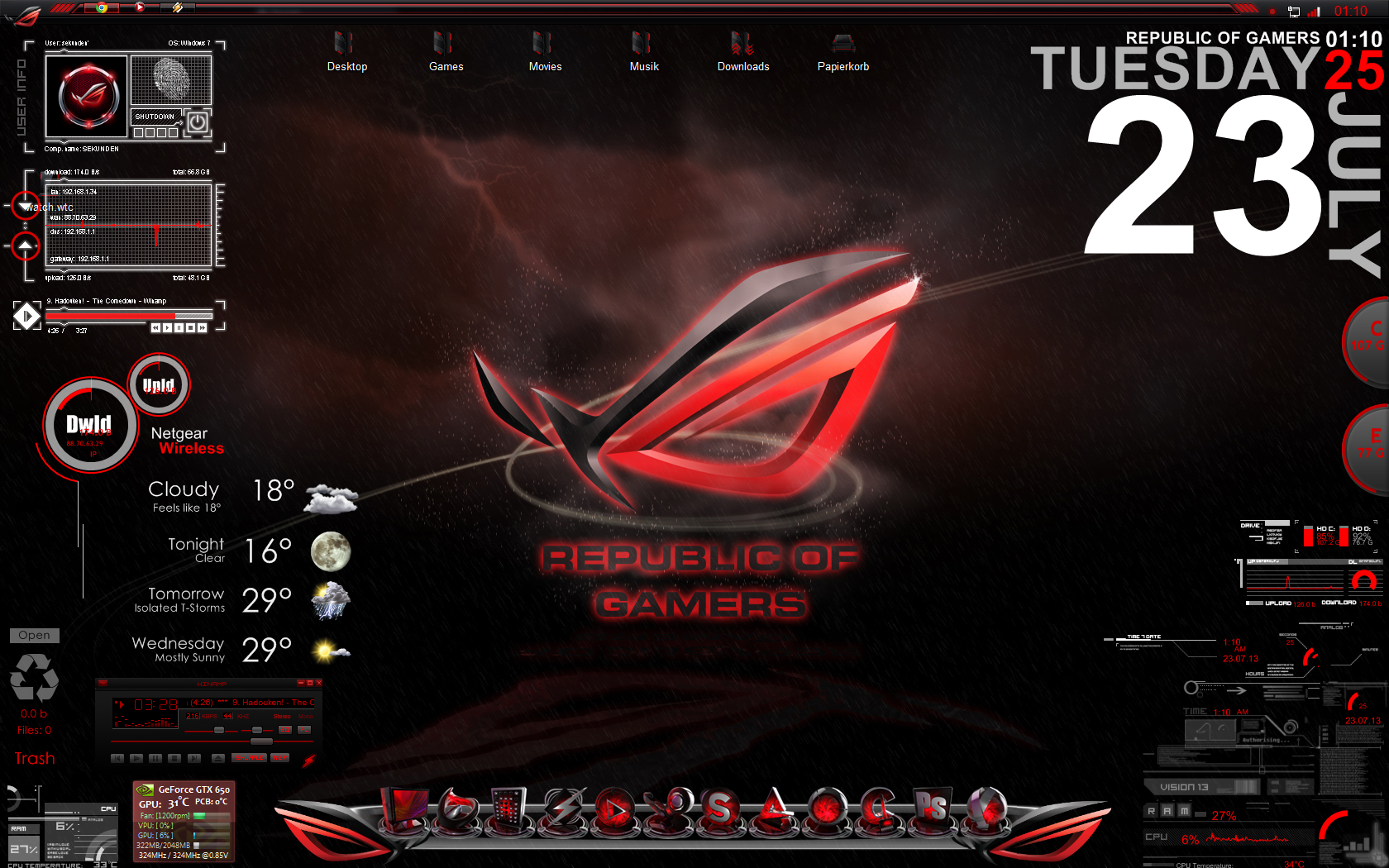 Asus Republic Of Gamers Desktop Screen By sekunden1337