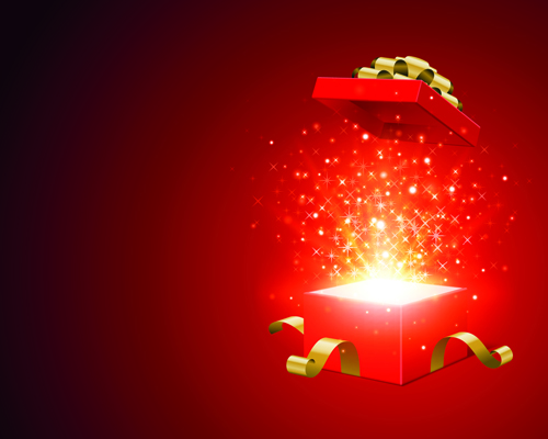 Christmas Gift Box Shiny Background Vector