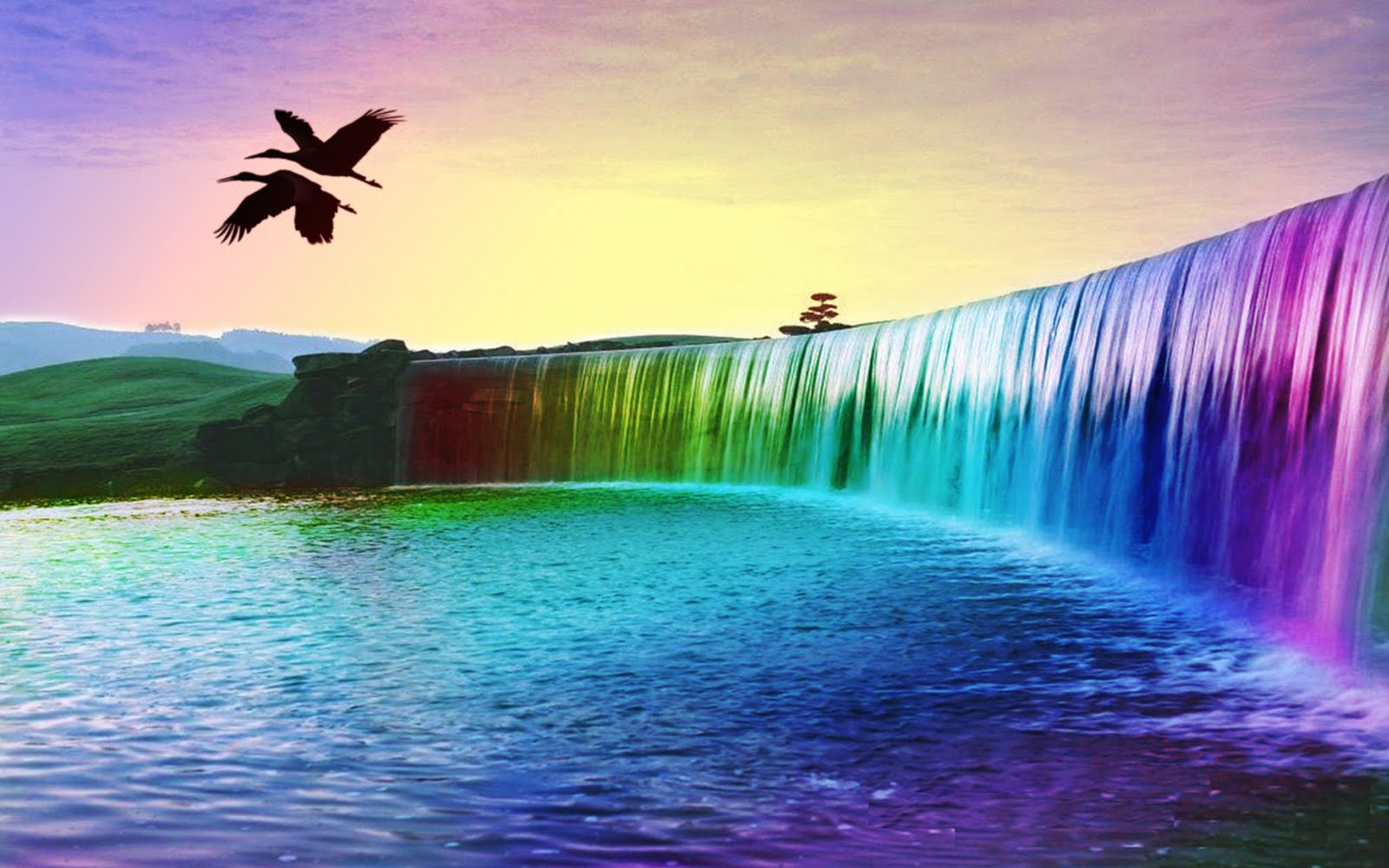 To Download 3D Colorful Waterfall wallpaper click on full size and