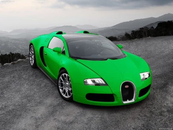 Bugatti Sports Cars Green Neon Veyron