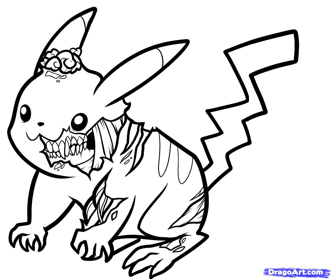 Pikachu Coloring S Zombie Drawing And
