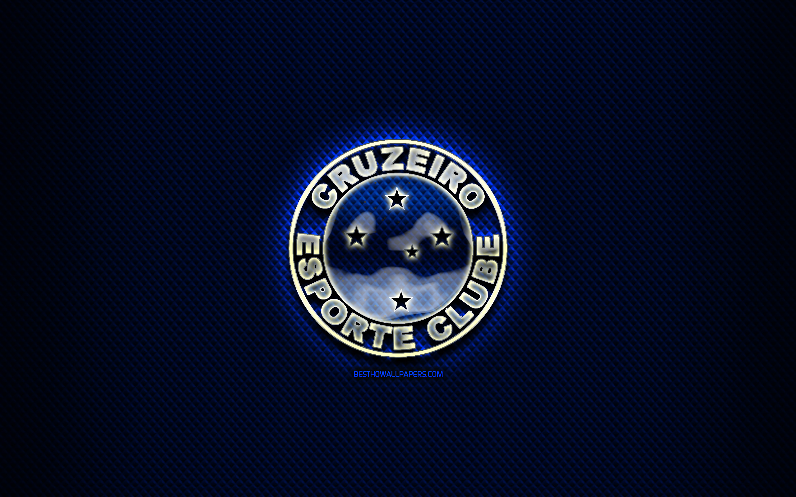 Wallpaper Cruzeiro Fc Glass Logo Blue Rhombic