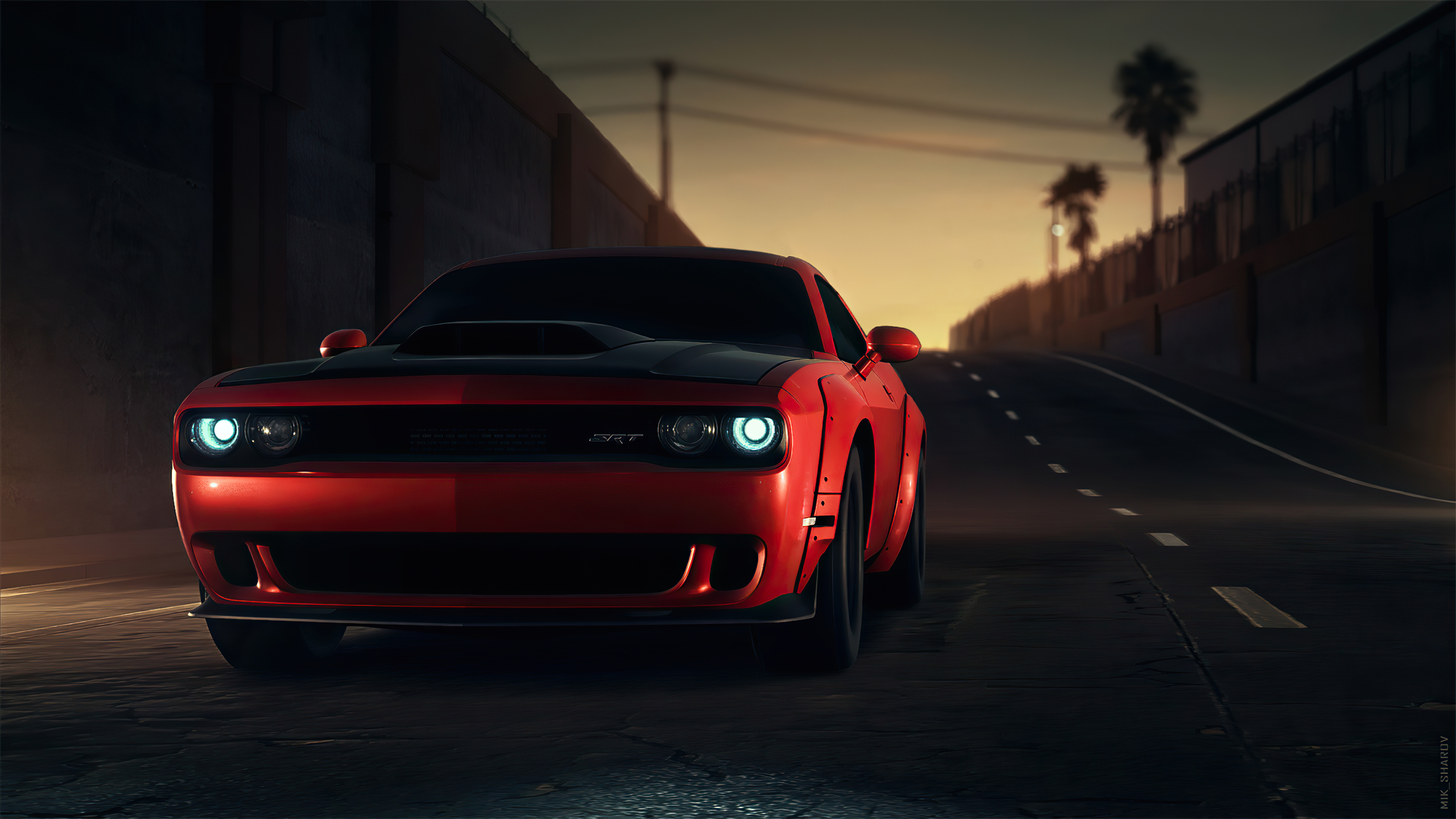 4k Red Dodge Challenger Srt Wallpaper HD Cars