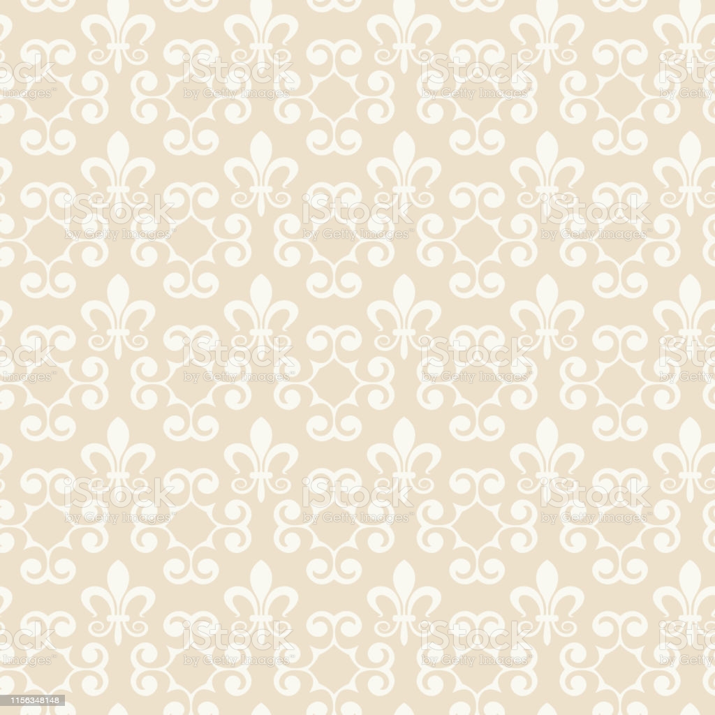 Seamless Pattern Of Decorative Beige Wallpaper Texture Stock