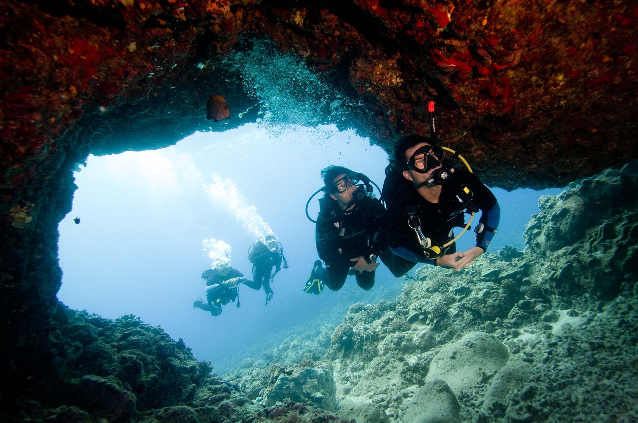 Scuba Diving Diver Ocean Sea Underwater Cave Wallpaper
