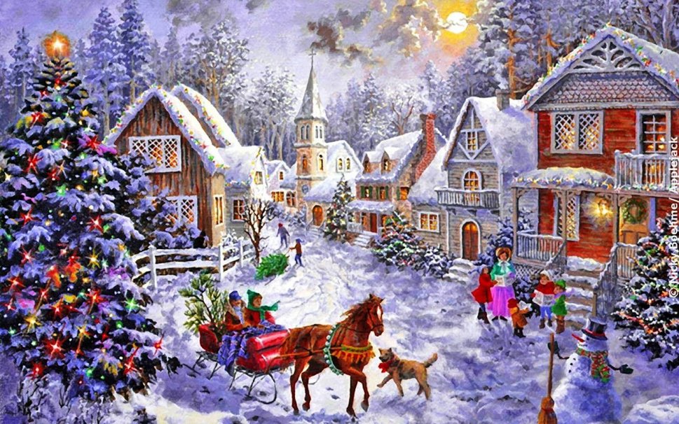 25+] Christmas Village Scene Wallpapers - WallpaperSafari